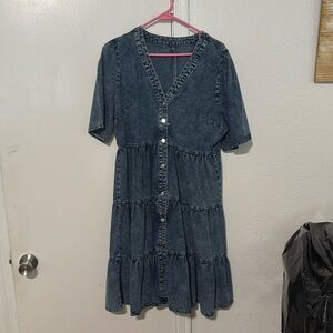 Brand new blue jeans dress never worn very cute with boots